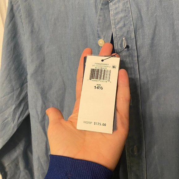 Slim Fit Indigo Chambray Shirt - Picture 9 of 9